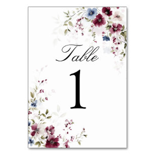 Elegant Watercolor Floral Wedding Personalized Table Number