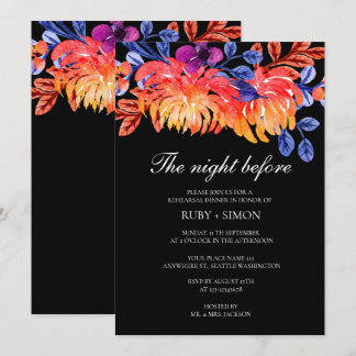 Elegant Watercolor Floral Wedding Rehearsal Dinner Invitation