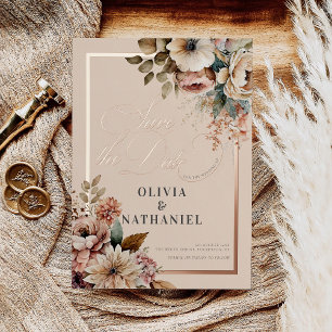 Elegant Watercolor Floral Wedding Save the Date