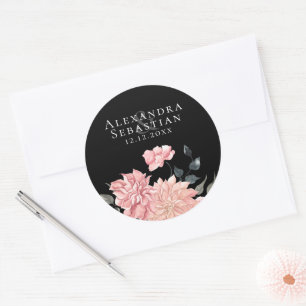 Elegant Watercolor Floral Wedding Save The Date Classic Round Sticker