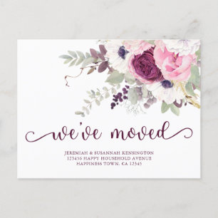 Elegant Watercolor Floral We've Moved New Address Announcement Postcard