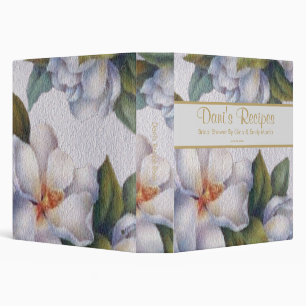 Elegant Watercolor Floral White Gold Bridal Shower Binder