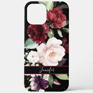 Elegant Watercolor Floral with Your Name iPhone 12 Pro Max Case