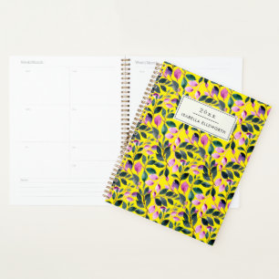 Elegant Watercolor Floral Yellow Name 2025 Planner