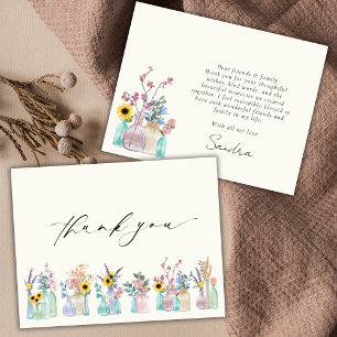Elegant Watercolor Florals Birthday Thank You