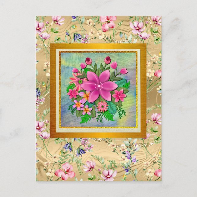 Elegant Watercolor Flower Botanical Spring Bouquet Postcard (Front)