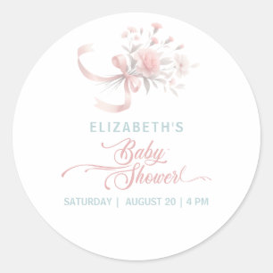 Elegant Watercolor Flower Bouquet Baby Shower Classic Round Sticker