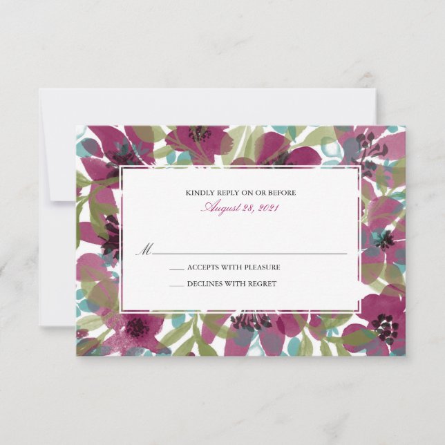 Elegant Watercolor Flower Garden | Wedding RSVP Card (Front)