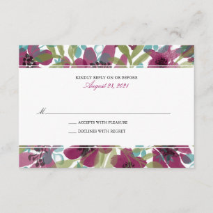 Elegant Watercolor Flower Garden   Wedding RSVP Card