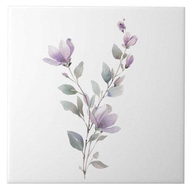 Elegant watercolor flower painting tile (Front)