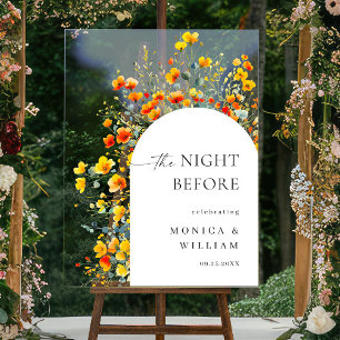 Elegant Watercolor Flower WELCOME Rehearsal Dinner Acrylic Sign
