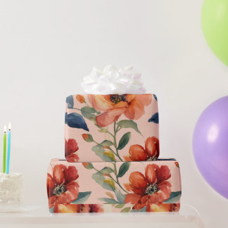 Elegant Watercolor Flower Wrapping Paper