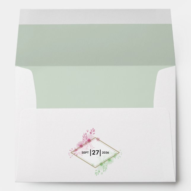 Elegant Watercolor Flowers 5x7 Wedding Invitation Envelope (Back (Bottom))
