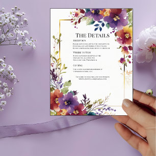 Elegant Watercolor Flowers Details Card
