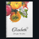 Elegant Watercolor Flowers Roses Floral Template Notebook<br><div class="desc">Elegant Watercolor Flowers Roses Floral Template Modern Notebook.</div>