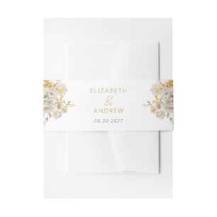 Elegant Watercolor Flowers Wedding Invitation Belly Band