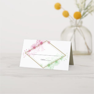 Elegant Watercolor Flowers Wedding Place Card