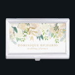 Elegant Watercolor Flowers with Faux Gold Foil Business Card Holder<br><div class="desc">Elegant and feminine business card holder featuring watercolor flowers with faux gold foil and faux gold glitter accents. A matching business card is available.</div>
