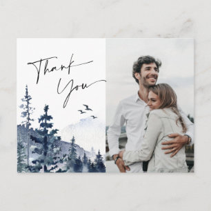 Elegant Watercolor Foggy Forest Thank You Photo Postcard