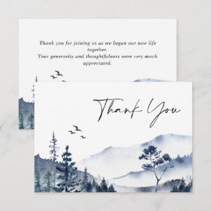 Elegant Watercolor Foggy Forest Wedding Thank You Card