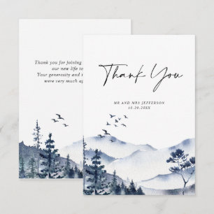Elegant Watercolor Foggy Forest Wedding Thank You Card