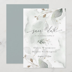 Elegant Watercolor Foliage Save the Date Invitati Invitation