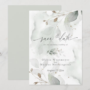 Elegant Watercolor Foliage Save the Date  Invitation
