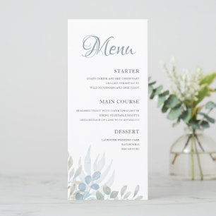 Elegant Watercolor Foliage Wedding Menu