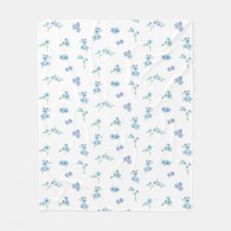 Elegant Watercolor Forget Me Not Flowers Fleece Blanket