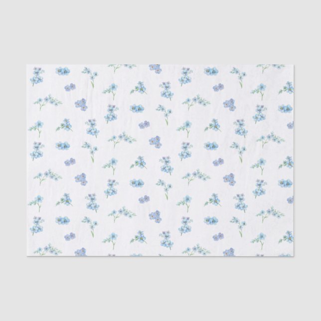 Elegant Watercolor Forget Me Not Flowers Tissue Paper (Front)