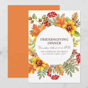 Elegant Watercolor Friendsgiving Dinner Invitation