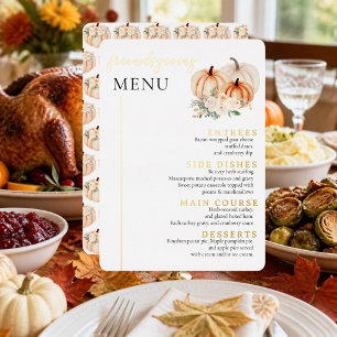 Elegant Watercolor Friendsgiving Pumpkin Dinner Foil Holiday Card