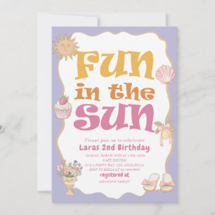 Elegant Watercolor Fun in the sun 2nd Birthday g Invitation
