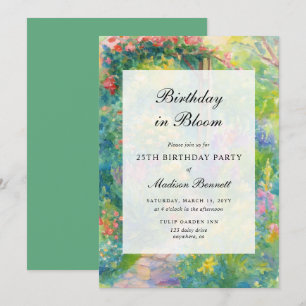 Elegant Watercolor Garden Adult Birthday Party Invitation