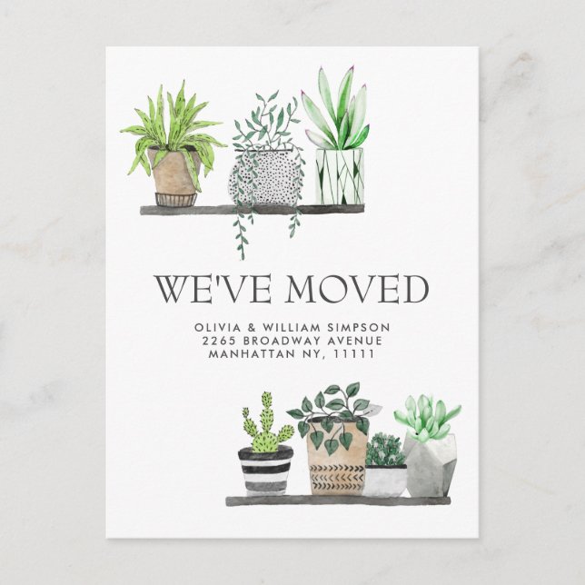 Elegant Watercolor Garden Grow Moving Announcement Postcard (Front)