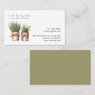 Elegant Watercolor Gardener Plants Business Card