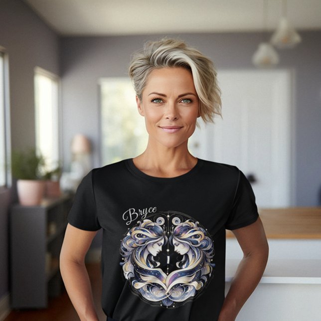 Elegant Watercolor Gemini Zodiac Custom T-Shirt (Creator Uploaded)