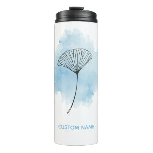 Elegant Watercolor Ginkgo Biloba Leaf - Minimalist Thermal Tumbler