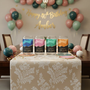 Elegant Watercolor Gold Marble Personalized Can Glass