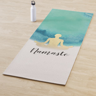 Elegant Watercolor Gold Meditation Yoga Instructor Mat