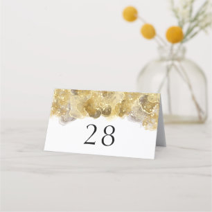Elegant Watercolor Gold Wedding Folded Place Card