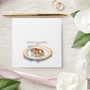 Elegant Watercolor Golden Rose Wedding Rings Envelope