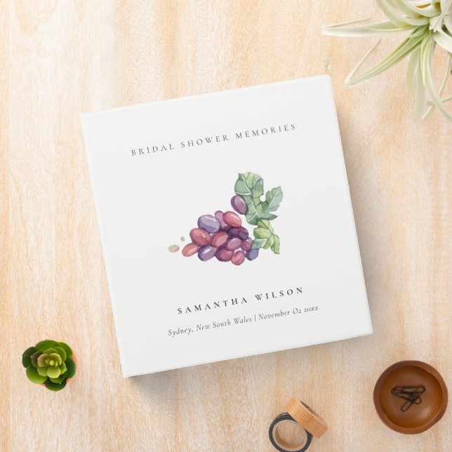 Elegant Watercolor Grape Foliage Bridal Shower Binder (In Situ)