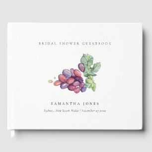 Elegant Watercolor Grape Foliage Bridal Shower Guest Book