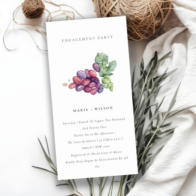 Elegant Watercolor Grape Foliage Engagement Invite (Creator Uploaded)