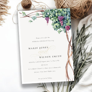 Elegant Watercolor Grapevine Fauna Wedding Invite