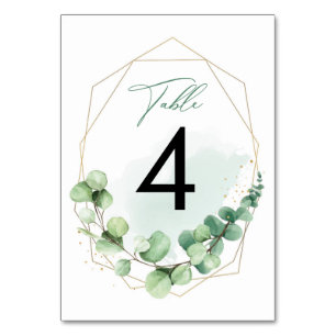 Elegant Watercolor Green Eucalyptus Wedding Table Number