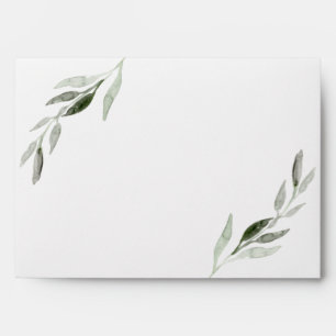 Elegant Watercolor Green Leaf Invitation Envelope
