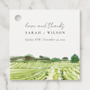 Elegant Watercolor Green Winery Vineyard Wedding Favour Tags