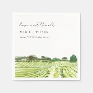 Elegant Watercolor Green Winery Vineyard Wedding Napkin